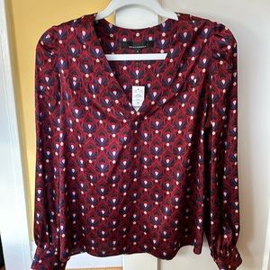 NWT - White House Black Market, long sleeve pattern blouse